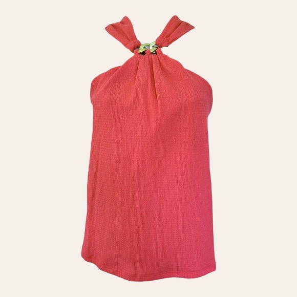 NWT Michael Kors coral Vacation Halter Classic Halter top $88 SZ S - Picture 2 of 6